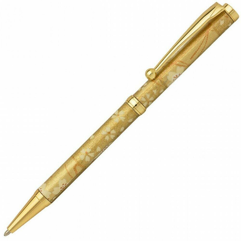 Gifu Mino Washi paper Japanese Ballpoint pen Kinpaku Gold Sakura Check Japan
