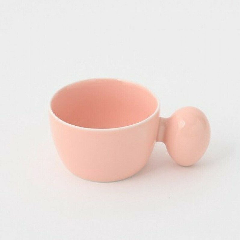 PiPi Hakusan porcelain Arita Hasami yaki ware Pink Mug Tea Cup Egg handle Japan