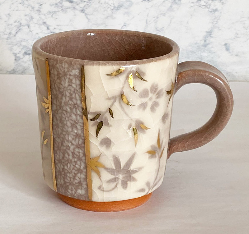 Kyo Kiyomizu yaki ware Japanese Mug Tea Coffee cup Shino Sarasa pink Japan