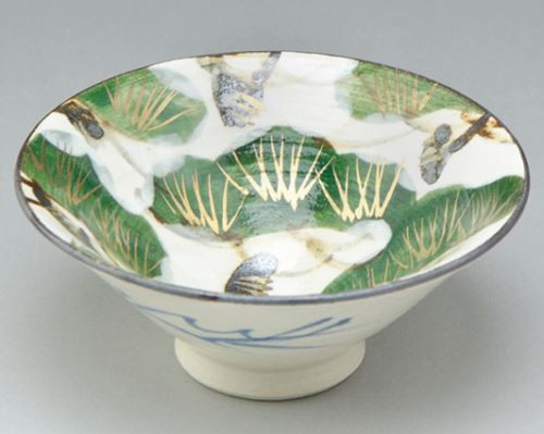 Kyo Kiyomizu yaki ware Japanese Sake cup Flower travelogue Snow Pine Jan Japan