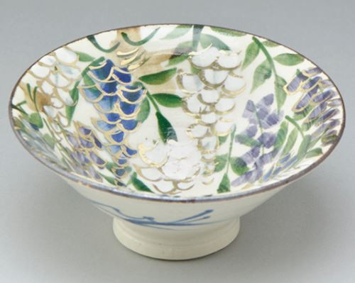 Kyo Kiyomizu yaki ware Japanese Sake cup Flower travelogue Wisteria April Japan