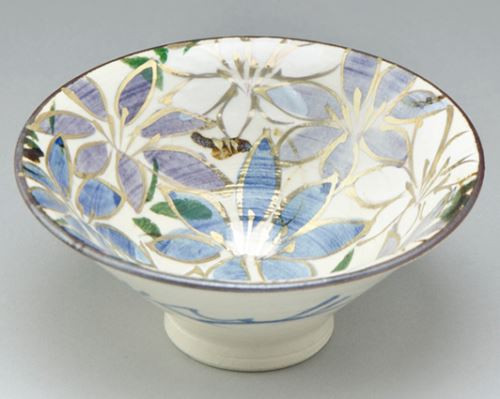 Kyo Kiyomizu yaki ware Japanese Sake cup Flower travelogue Clematis July Japan