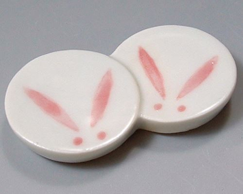 Kyo Kiyomizu yaki ware Japanese Chopstick rest Hashioki 5pcs Cute rabbit Japan