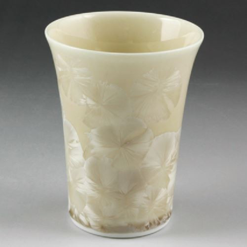 Kyo Kiyomizu yaki ware Japanese Beer Tea Sake cup Crystalflower Brown Japan