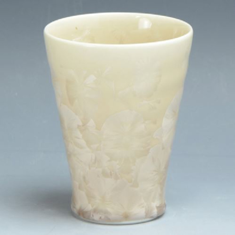 Kyo Kiyomizu yaki ware Japanese Tea Sake cup 200ml Crystalflower Brown Japan