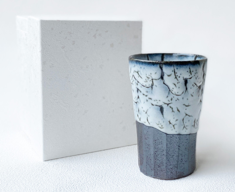 Kyo Kiyomizu yaki ware Japanese Beer Tea Sake cup Shite Kairagi Japan