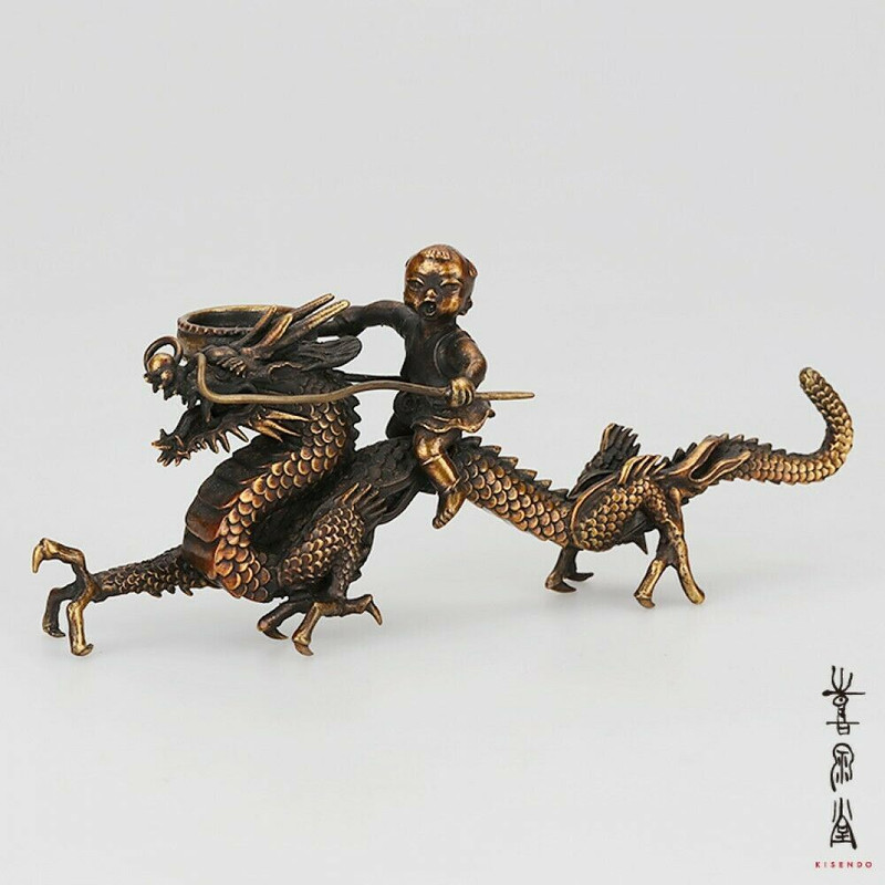 Kisen Excellent Japanese Incense holder Koro Takaoka Kotaro Mother Dragon Japan