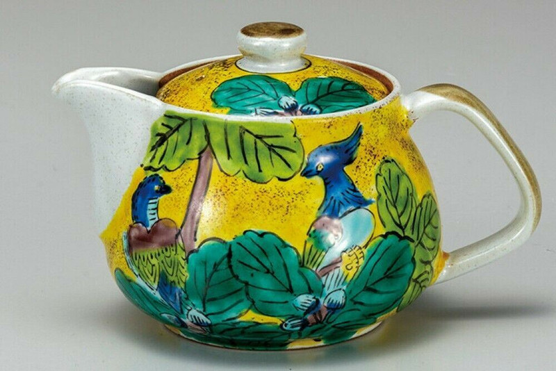 Kyusu Kutani yaki ware Japanese Green Tea pot Yoshida-ya Style w/mesh strainer