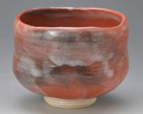 Kyo Kiyomizu yaki ware Japanese matcha bowl Raku yaki Fuku Aka Raku Japan