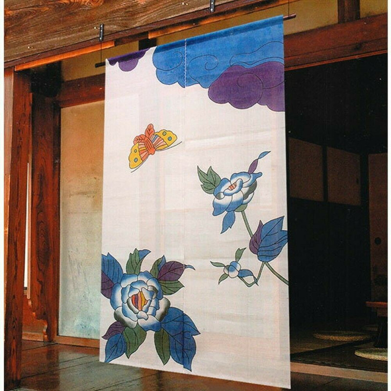 Kyoto Noren Japanese Hanging Door Curtain Handpaint Peony King of 100 flowers