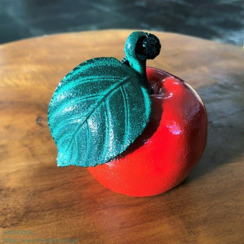 Furin Wind bell chime Apple motif Red Nanbu cast iron Japan