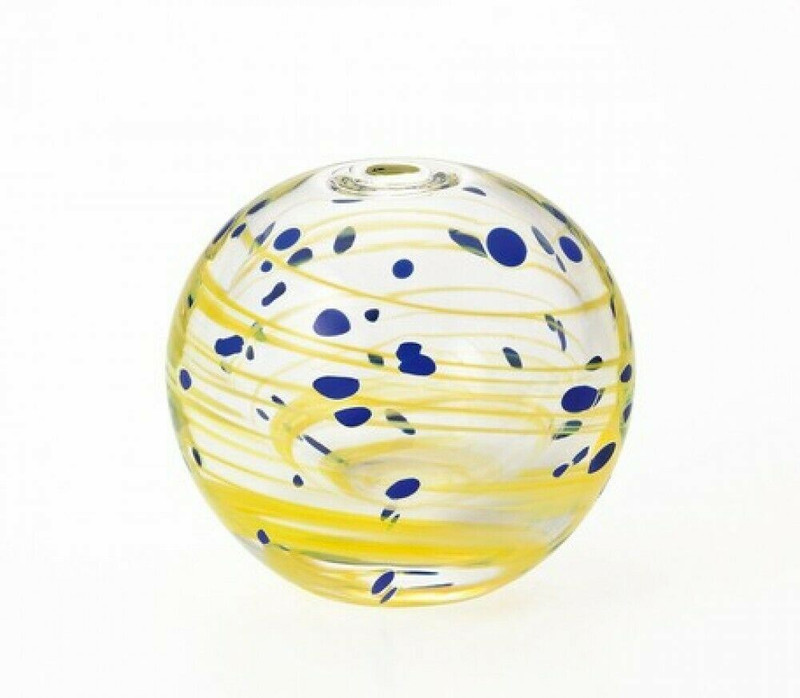 Tsugaru Vidro Japanese glass flower pot Aya Temari Starry night Yellow Japan