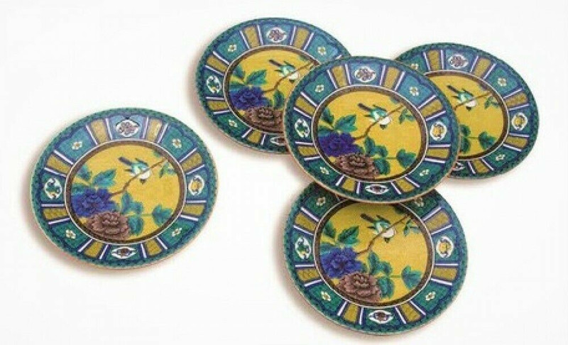 Kutani yaki porcelain Japanese Small Plate 13.8cm set Yoshida-ya Kacho Japan