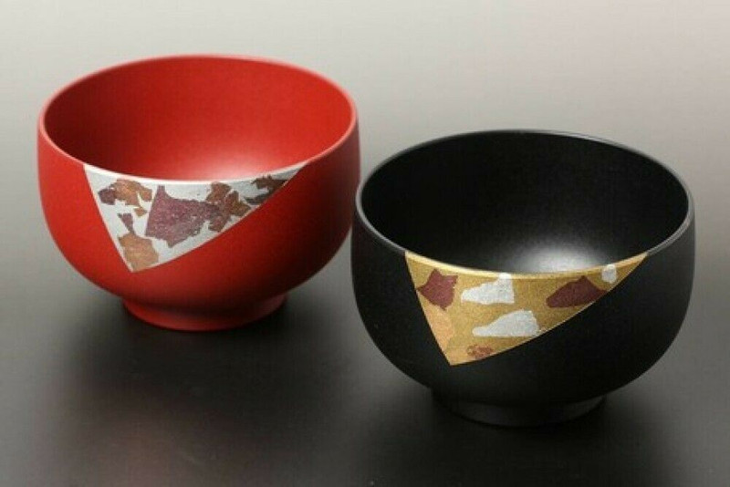 Pair Owan Japanese soup bowl Echizen Lacquerware Handcraft Kanshitsu technic