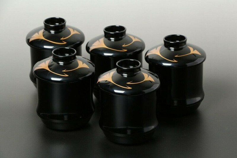 Owan Japanese soup bowl Echizen Lacquerware Handcraft Hashiarai Small set of 5