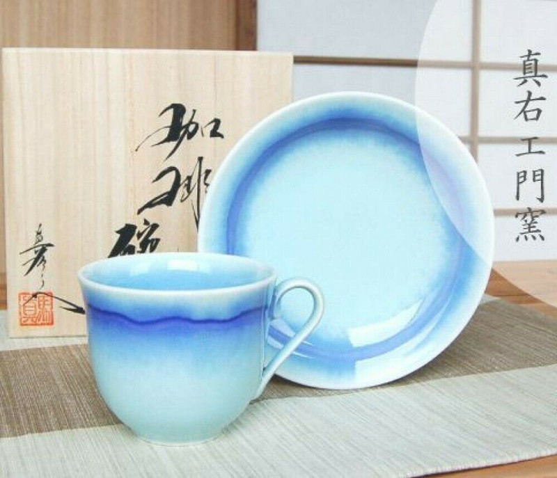 Arita yaki ware Japanese Coffee cup and saucer Silk Road on the Sea Shinemon