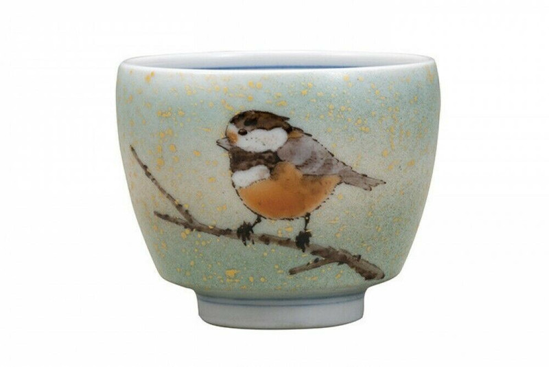 Kutani yaki ware Japanese Sake cup Guinomi Toshito Nakamura Varied tit