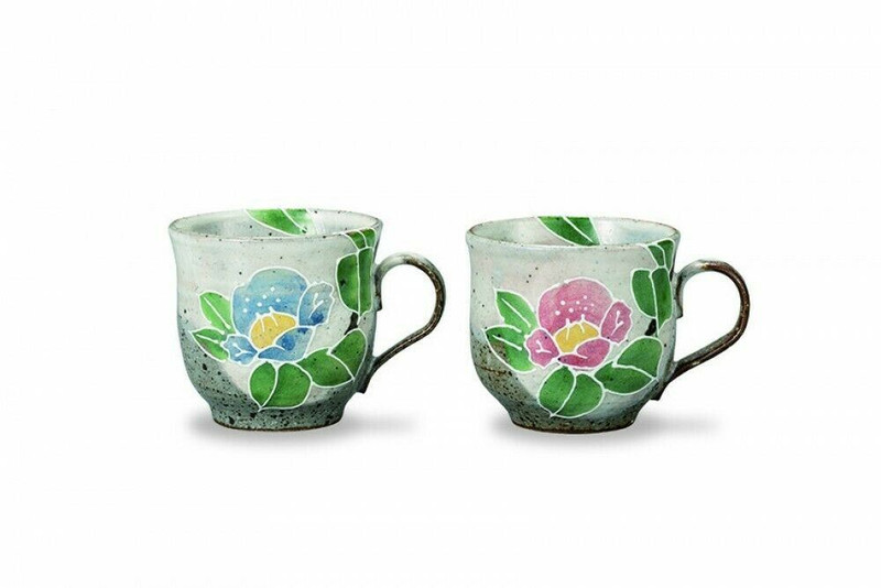 Pair Kutani yaki ware Mug Tea Coffee cup Mori Art Camellia Aizawa Shiho