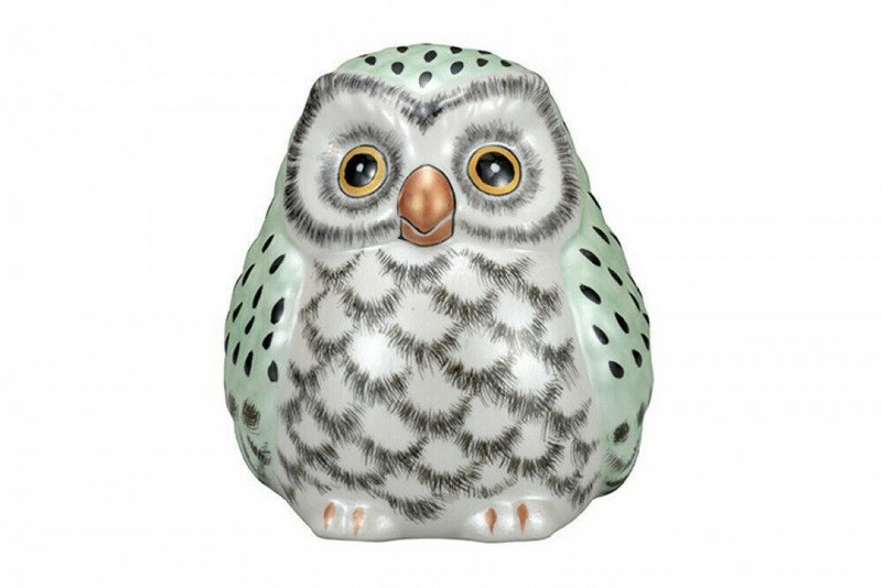 Fukuro Kutani yaki porcelain Japanese Owl Ornaments Glossy Kosai 4' Japan