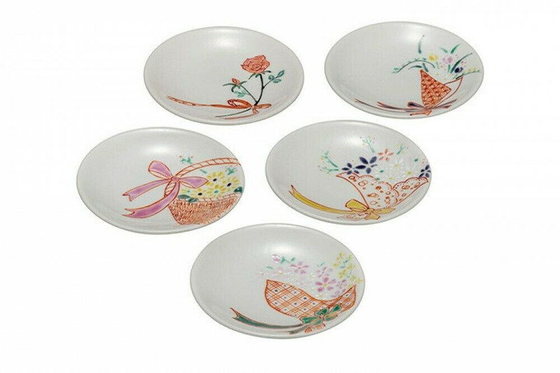 Kutani yaki ware Japanese Plate Dish set of 5 For you 12.3cm Handcraft Japan