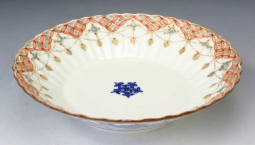 Hachi Kyo Kiyomizu yaki ware Japanese sarving bowl dish Iro-e Yoraku pattern