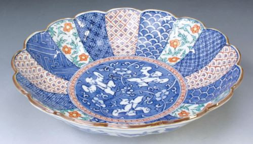 Hachi Kyo Kiyomizu yaki ware Japanese sarving bowl dish Iro-e Shonzui Karako