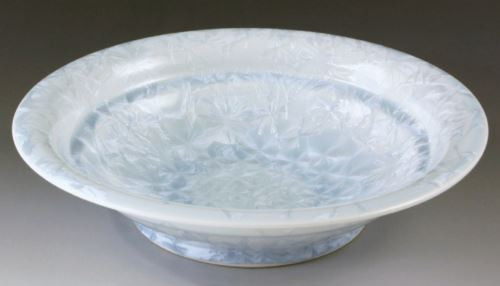Hachi Kyo Kiyomizu yaki ware Japanese sarving bowl dish Crystal flower White