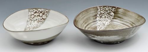 Pair Food Bowl Kyo Kiyomizu yaki ware Japanese food bowl Inka Crest Black White