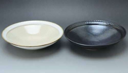 Pair Food Bowl Kyo Kiyomizu yaki ware Japanese food bowl BlackWhite Monotone