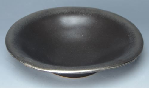 Flat Bowl Kyo Kiyomizu yaki ware Japanese small bowl Black Glaze Ginsai Silver