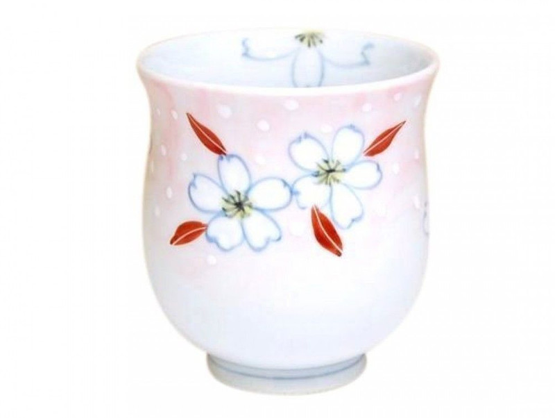 Yunomi Arita porcelain Japanese tea cup Somenishiki Cherry Sakura made in Japan