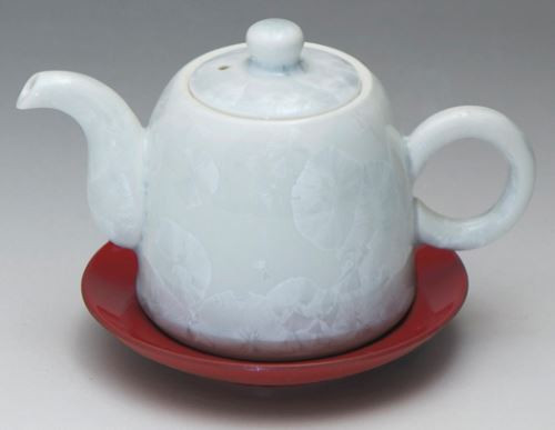 Kyo Kiyomizu yaki ware Japanees Source pot Crystal Flower White Kyoto Japan