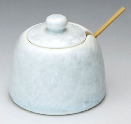 Kyo Kiyomizu yaki ware Japanees Space pot Yakumi-ire Crystal Flower White Kyoto