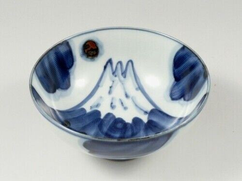 Arita yaki porcelain Japanese Rice Bowl Gohan Chawan Mt,Fuji Handcraft S