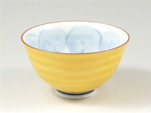 Arita yaki porcelain Japanese Rice Bowl Gohan Chawan Owl Forest Yellow S