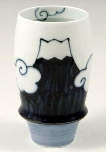 Arita yaki porcelain Japanese Premium Beer glass Takumi no Kura Blue Mt.Fuji