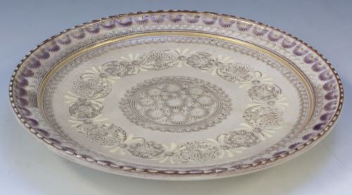 Kyoto Japanese Round plate Kyo Kiyomizu yaki ware Shisai Kamon Inka 7.09in Japan