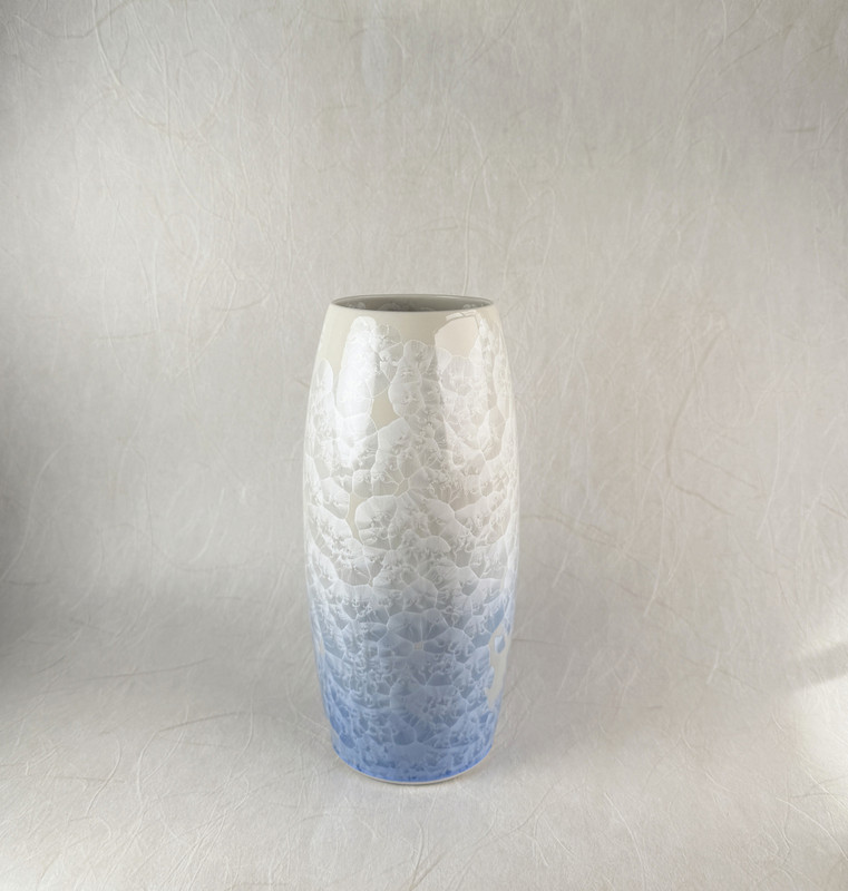 Kyo Kiyomizu yaki ware Japanese pottery flower pot Crystal flower Blue White