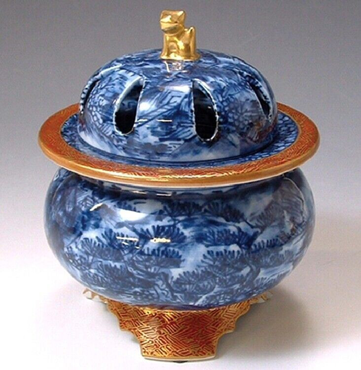 Koro Kyo Kiyomizu yaki ware Incense burner Somenishiki Sho chiku bai Japan