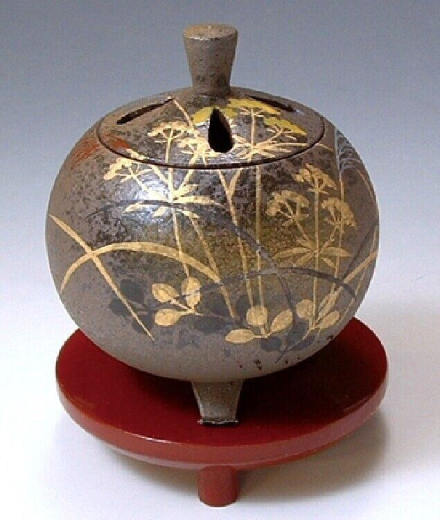 Brûle-encens Japonais Koro Kutani Yaki Ware - Or Hanatsume, 3,5 Go, Fait Main