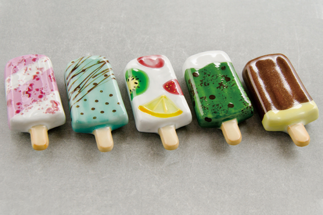 Hashioki Kyo Kiyomizu yaki ware Japanese chopstick rest Ice candy set of 5