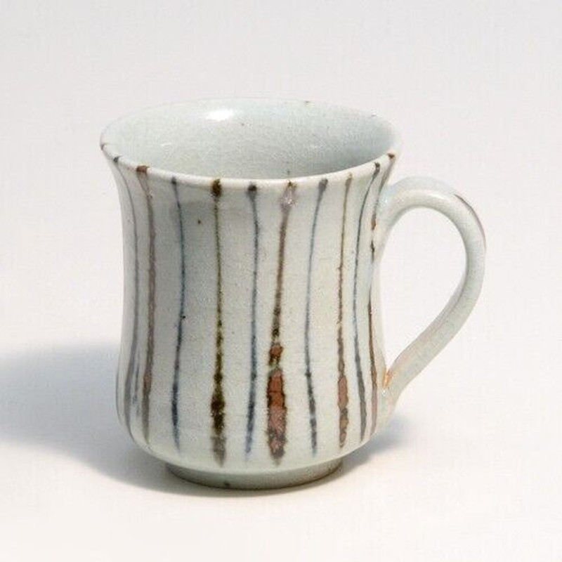 Shigaraki yaki ware Japanese Pottery Mug Cup Tea Coffee Cup Tokusa Stripe drawin