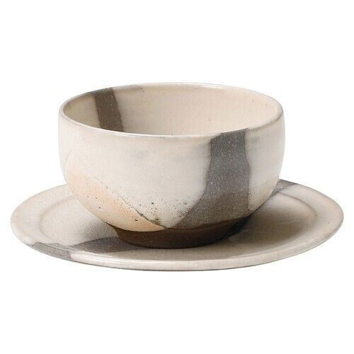 Shigaraki yaki ware Japanese Pottery Tea Cup Bowl Sauser Plate set thin ice