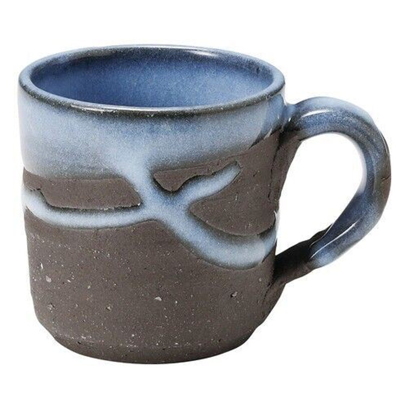 Shigaraki yaki ware Japanese pottery Espresso cup Azure Blue Konpeki Handcra