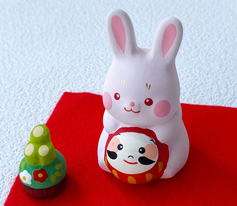 Zodiac Chinese fortune 2023 Rabbit Mino yaki ware Japanese pottery doll ...