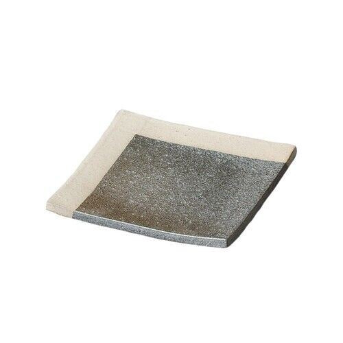 Shigaraki yaki ware Japanese pottery Square Plate M White line Oxidized color
