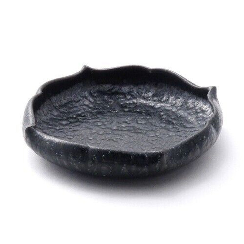 Shigaraki yaki ware Japanese pottery Bowl dish Kokuyo RInka Black Handcraft