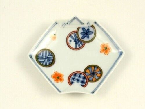 Arita yaki porcelain Japanese small plate Teshio-zara Somenishiki Marumon Japan