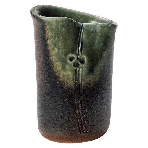 Shigaraki yaki ware Mini Japanese pottery flower pot vase Small Overglaze Green
