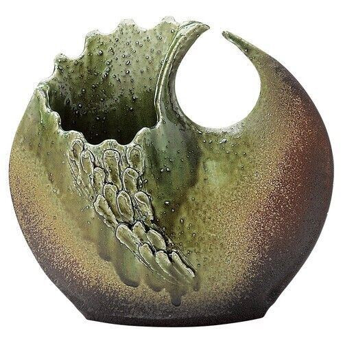 Shigaraki yaki ware Japanese flower pot vase Handcraft Bidro glaze